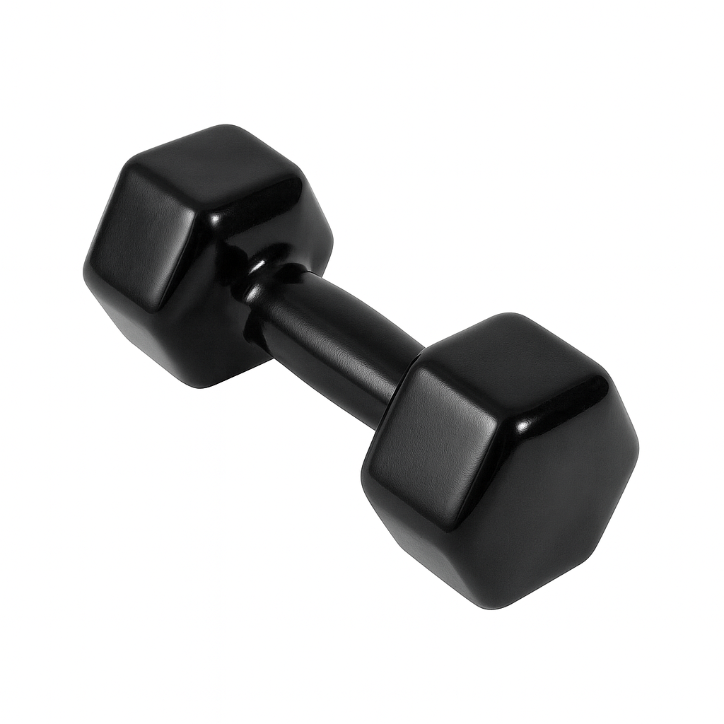 Halteres Emborrachados Sextavados – Preto, Antiderrapante, Ideal para Musculação